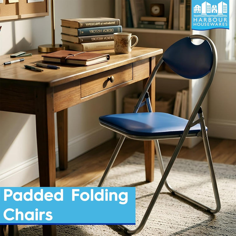Padded Folding Chair Metal Frame Seat with Cushioned