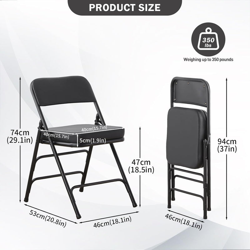 Padded Folding Chair with Thick Cushion (1 Pack)