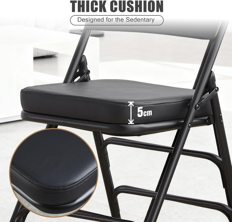 Padded Folding Chair with Thick Cushion (1 Pack)