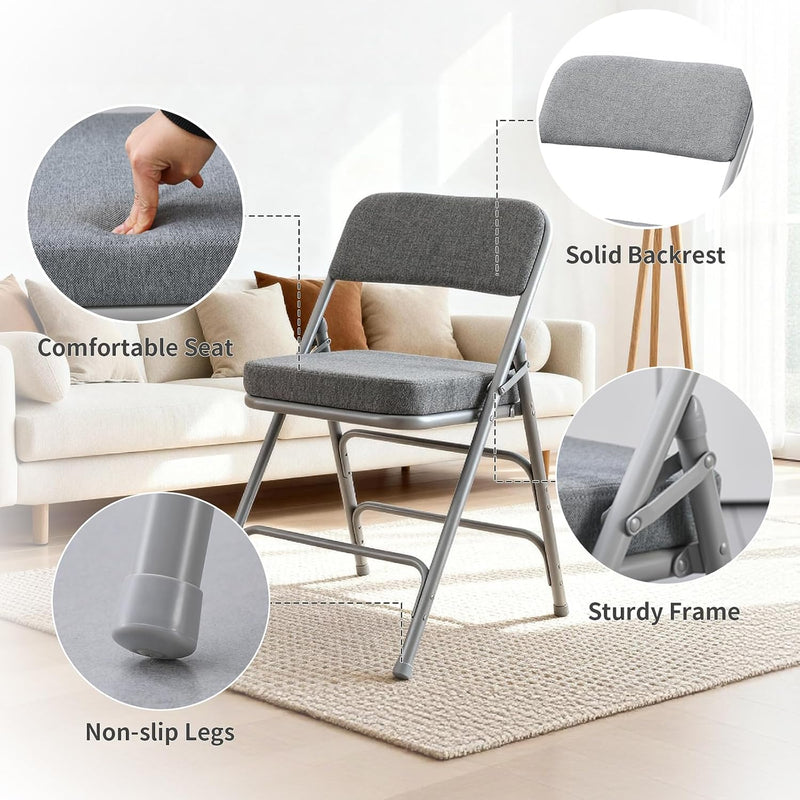 Padded Folding Chair with Thick Cushion (1 Pack)