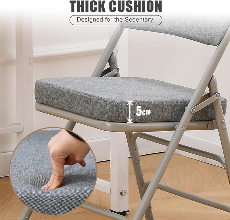 Padded Folding Chair with Thick Cushion (1 Pack)