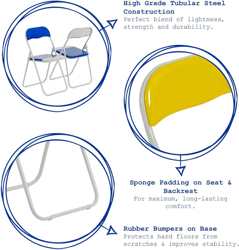 Padded Folding Chairs Solid Pack of 6
