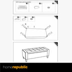 Padded Storage Ottoman Bench 92x40cms 2 Seater