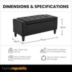 Padded Storage Ottoman Bench 92x40cms 2 Seater