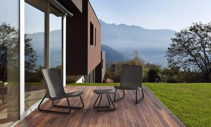 Patio Set Low-Level Two-Seater with Table Stylish Rattan