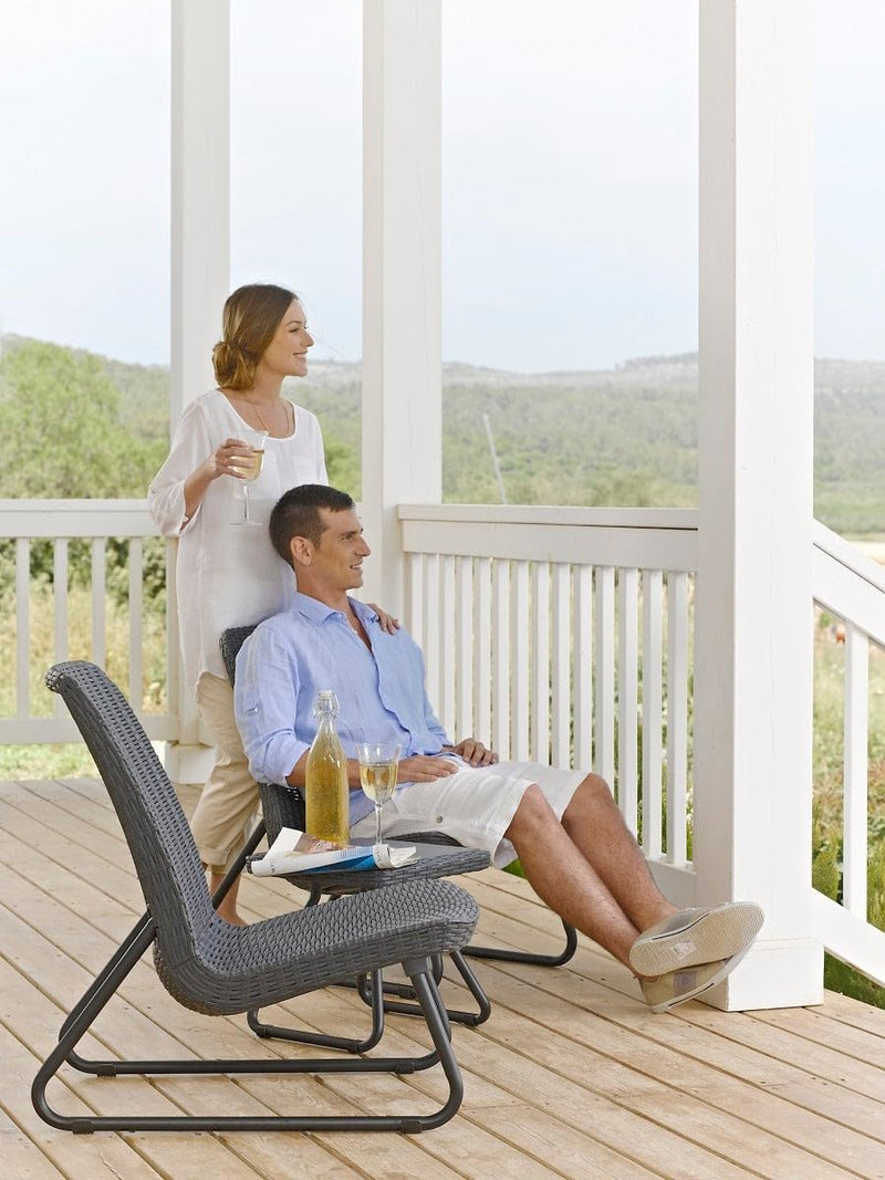 Patio Set Low-Level Two-Seater with Table Stylish Rattan