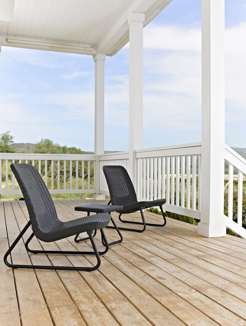 Patio Set Low-Level Two-Seater with Table Stylish Rattan