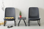 Patio Set Low-Level Two-Seater with Table Stylish Rattan