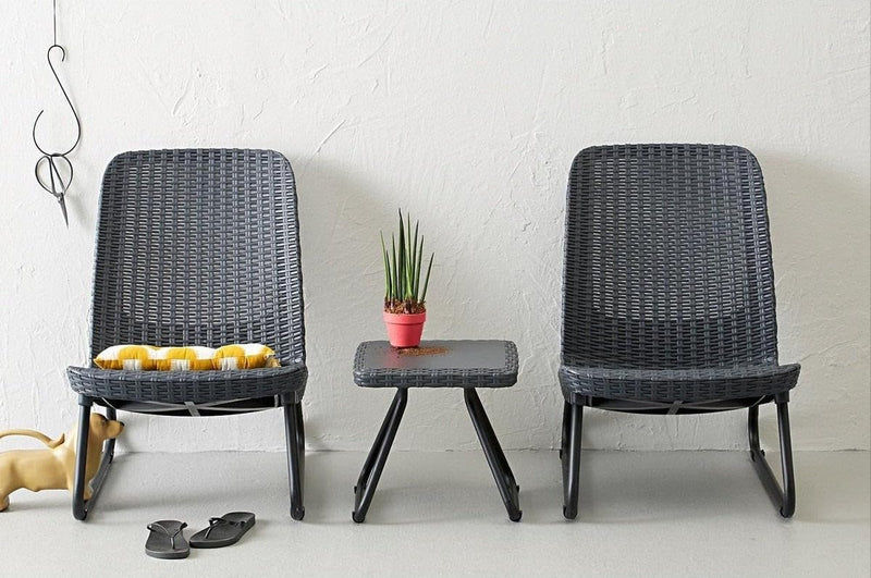 Patio Set Low-Level Two-Seater with Table Stylish Rattan