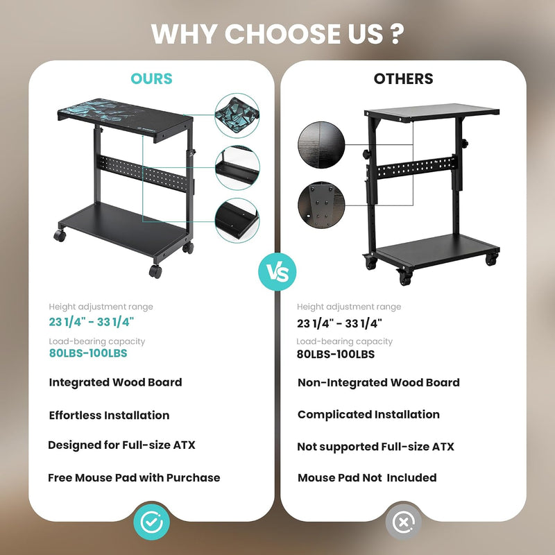 PC Stand Adjustable Computer Tower Cpu Holder Cart