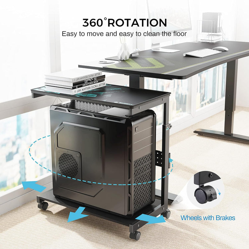 PC Stand Adjustable Computer Tower Cpu Holder Cart