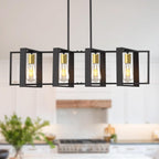 Pendant Light 4 Metal Industrial Vintage Wooden