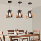 Pendant Light 4 Metal Industrial Vintage Wooden