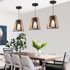 Pendant Light 4 Metal Industrial Vintage Wooden