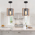 Pendant Light 4 Metal Industrial Vintage Wooden