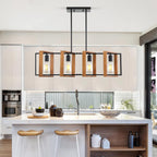 Pendant Light 4 Metal Industrial Vintage Wooden