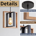 Pendant Light 4 Metal Industrial Vintage Wooden