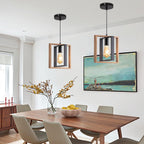 Pendant Light 4 Metal Industrial Vintage Wooden