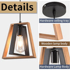 Pendant Light 4 Metal Industrial Vintage Wooden