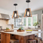 Pendant Light 4 Metal Industrial Vintage Wooden