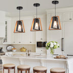 Pendant Light 4 Metal Industrial Vintage Wooden