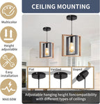 Pendant Light 4 Metal Industrial Vintage Wooden