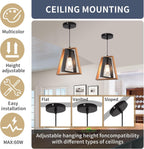 Pendant Light 4 Metal Industrial Vintage Wooden