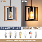 Pendant Light 4 Metal Industrial Vintage Wooden