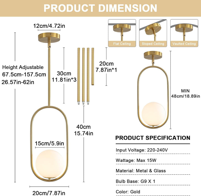 Pendant Light Fitting E27 Kitchen Island Lights ø40CM (2 Pack)