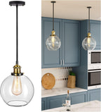Pendant Light Vintage Glass Clear Kitchen Island Lights (2 Pack)