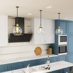 Pendant Light Vintage Glass Clear Kitchen Island Lights (2 Pack)