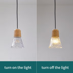 Pendant Light with Clear Striped Glass Lampshade Farmhouse