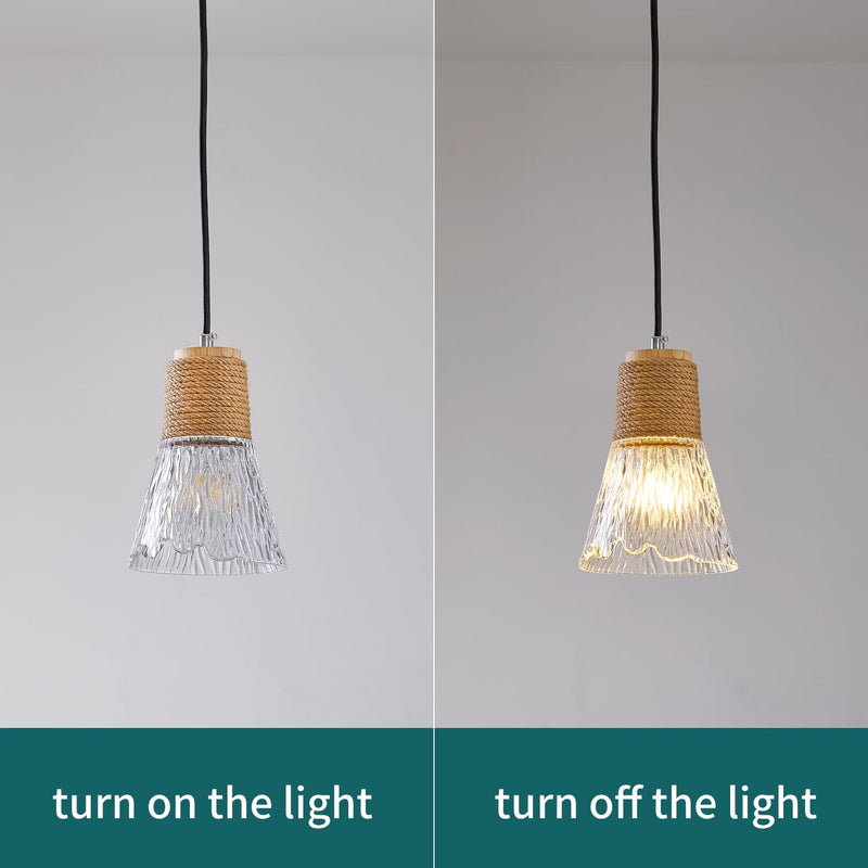 Pendant Light with Clear Striped Glass Lampshade Farmhouse
