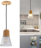 Pendant Light with Clear Striped Glass Lampshade Farmhouse