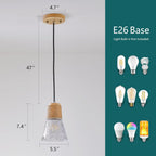 Pendant Light with Clear Striped Glass Lampshade Farmhouse