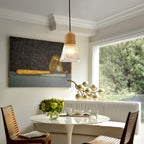 Pendant Light with Clear Striped Glass Lampshade Farmhouse