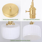 Pendant Light with Striped Glass Lampshade Brass Vintage (2 Pack)
