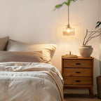 Pendant Light with Striped Glass Lampshade Brass Vintage (2 Pack)