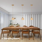Pendant Light with Striped Glass Lampshade Brass Vintage (2 Pack)