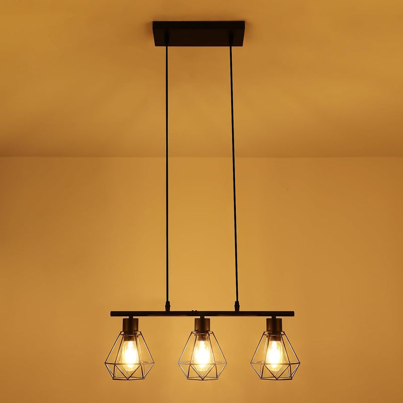 Pendant Lights 3 Industrial Metal Caged Ceiling Light