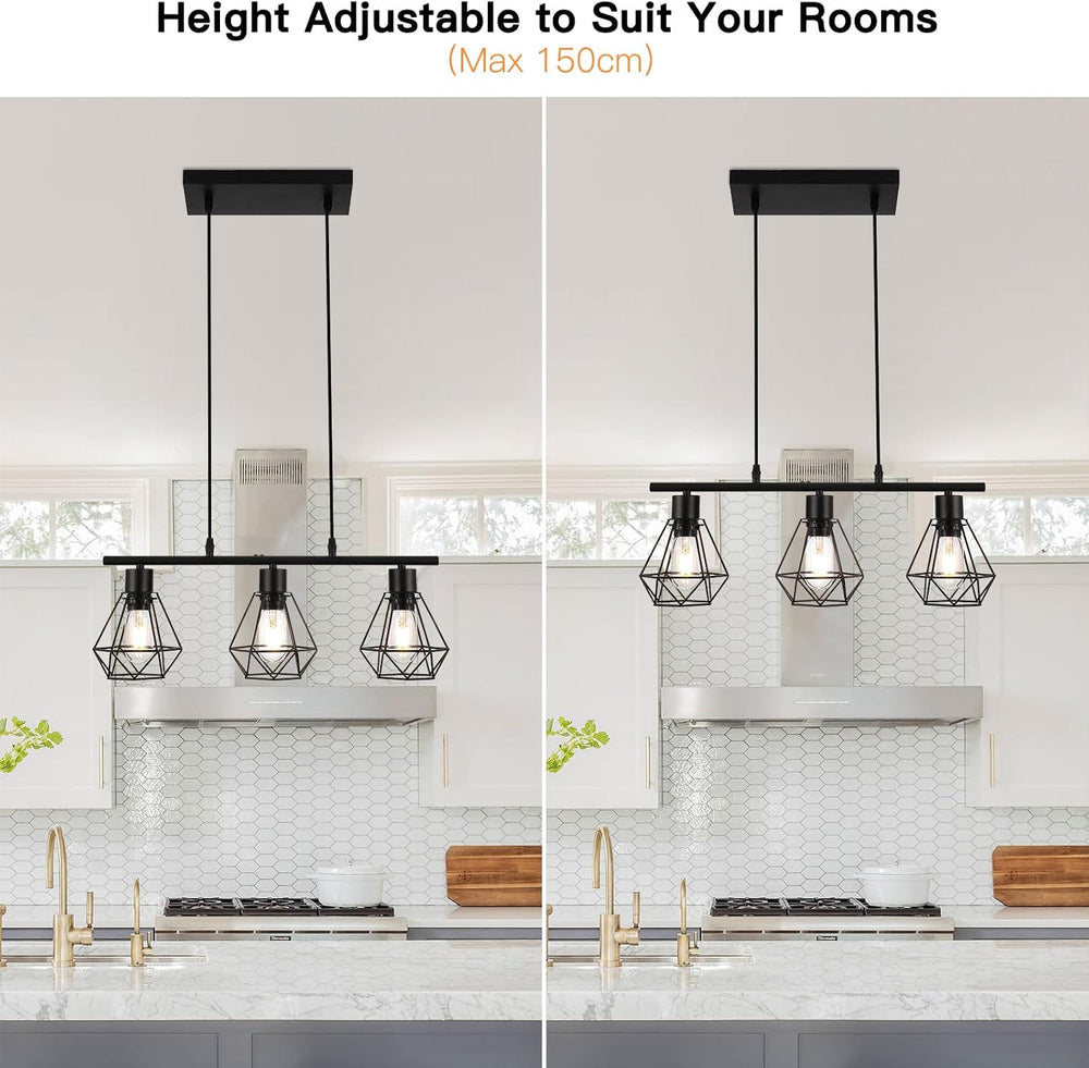 Pendant Lights 3 Industrial Metal Caged Ceiling Light