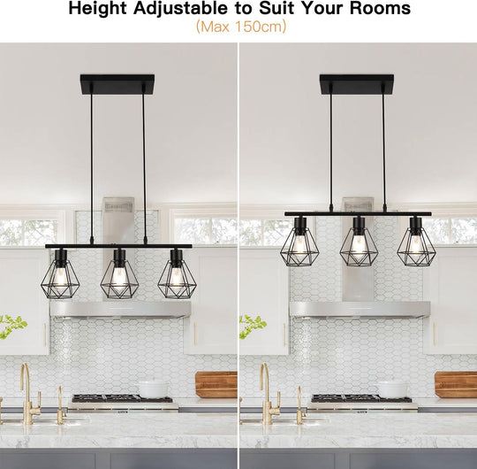 Pendant Lights 3 Industrial Metal Caged Ceiling Light
