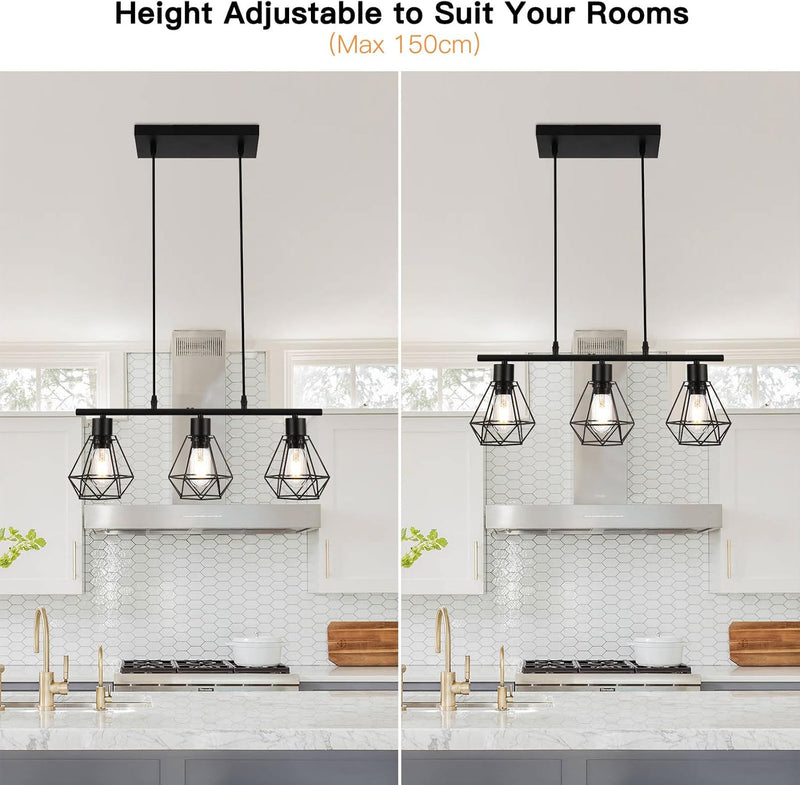 Pendant Lights 3 Industrial Metal Caged Ceiling Light