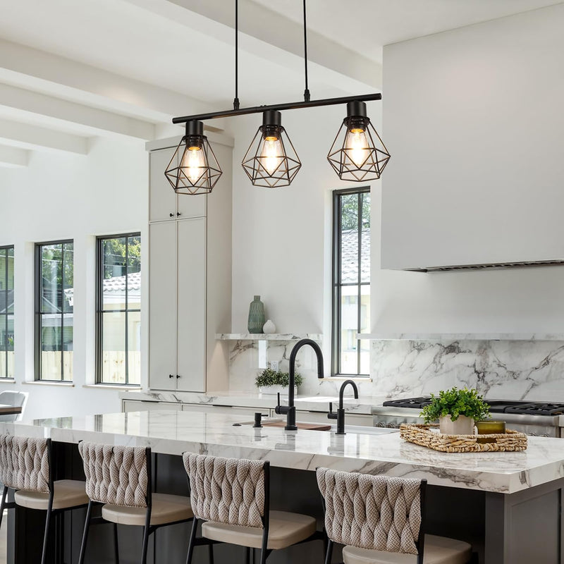 Pendant Lights 3 Industrial Metal Caged Ceiling Light