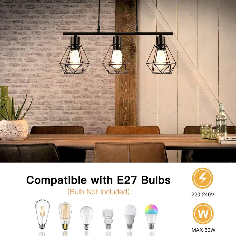 Pendant Lights 3 Industrial Metal Caged Ceiling Light