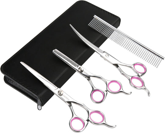 Pet Grooming Scissors Set 4 Pieces Stainless Steel