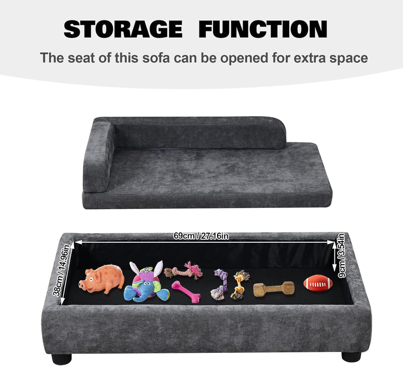 Pet Sofa with Hidden Storage for Puppy