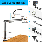Phone Mount with Ring Light Flexible Articulating Arm