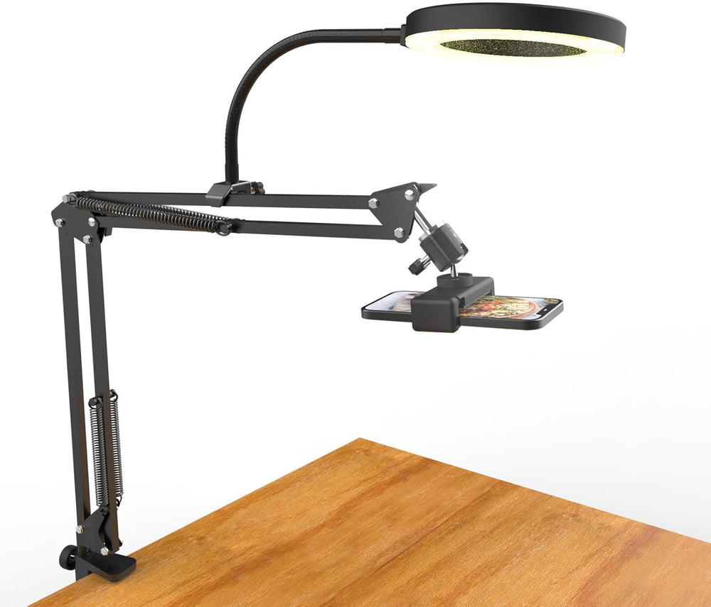 Phone Mount with Ring Light Flexible Articulating Arm