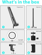 Phone Mount with Ring Light Flexible Articulating Arm